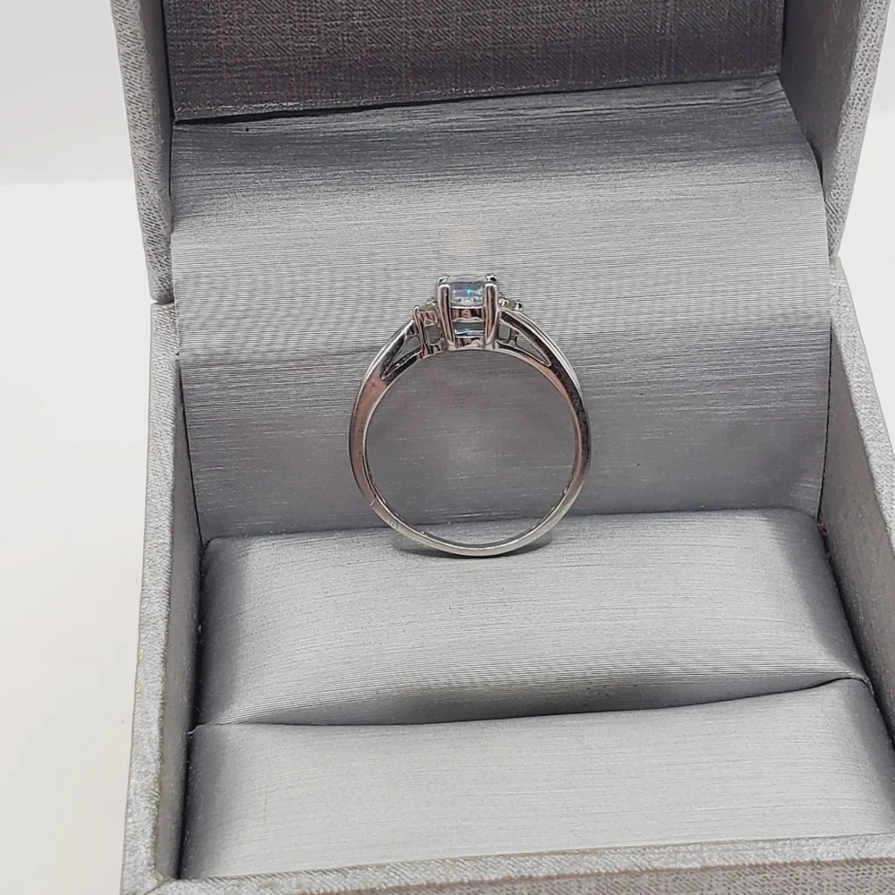 10K Solid White Gold Oval Mercury Mystic Topaz Ring